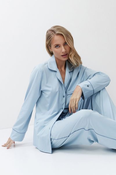 Жіноча блакитна піжама з модалу сорочка і штани Aruelle Brea pajama long XS Brea pajama long фото