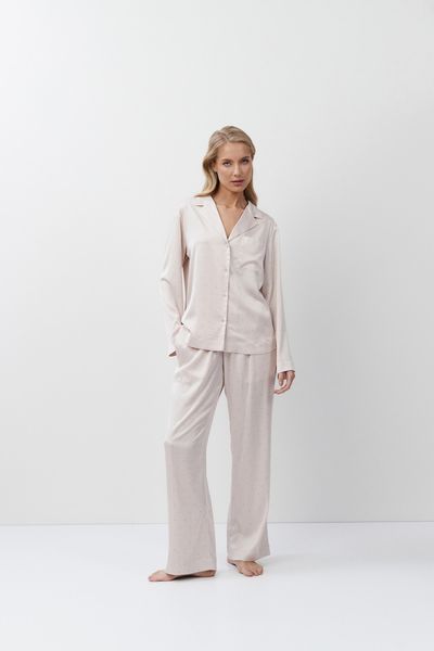 Жіноча пудрова шовкова піжама сорочка та штани Aruelle Gilian pajama long M Gilian pajama long фото