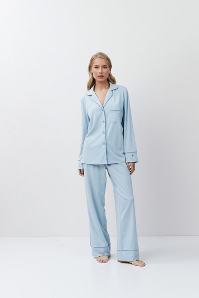 Жіноча блакитна піжама з модалу сорочка і штани Aruelle Brea pajama long XS Brea pajama long фото