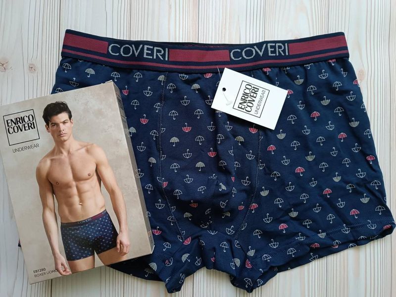 Мужские трусы боксеры синие Enrico Coveri EB1280 L EB1280 фото